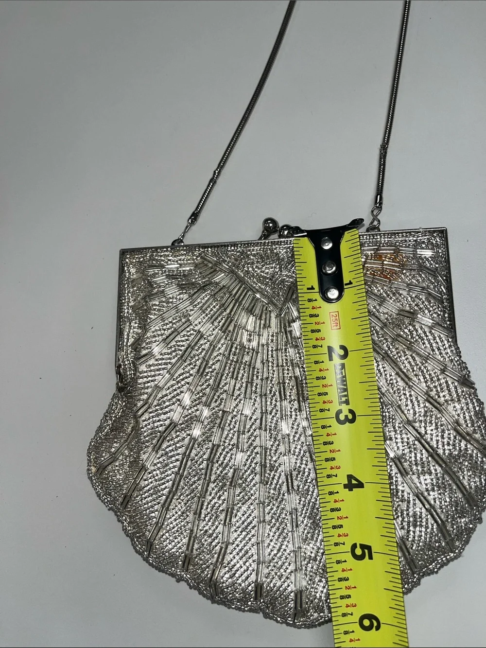 Silver Shell-Style Evening Crossbody / Clutch Bag